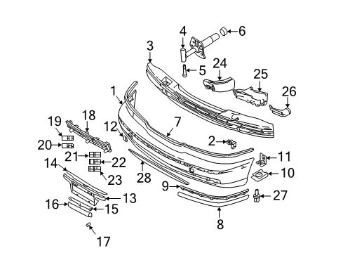 2001 BMW 540i Front Bumper Grid, Right Diagram for 51118235642
