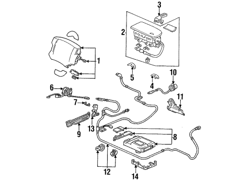 1991 Honda Accord Air Bag Components Sensor Assy., SRS Dash Diagram for 06771-SM5-505