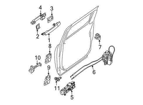 2022 Nissan Frontier Lock & Hardware HANDLE ASSY - REAR DOOR OUTSIDE, RH Diagram for 826B0-9BU3A