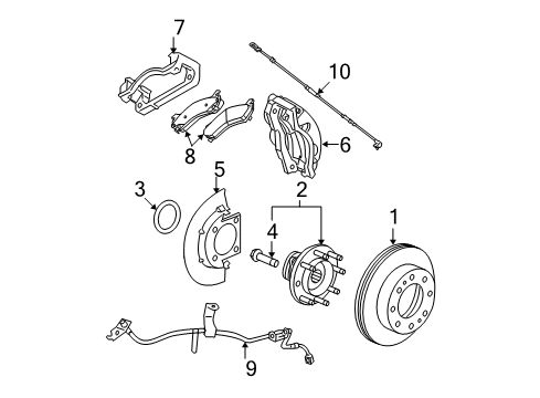 2008 GMC Sierra 2500 HD Anti-Lock Brakes Caliper Support Diagram for 25997055