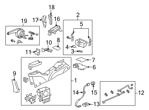 2012 Honda Insight Parking Brake Pocket Assembly, Front Console (Gloss One Black) Diagram for 77230-TM8-A01ZA
