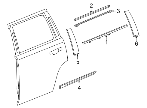 2018 GMC Yukon Exterior Trim - Rear Door Upper Molding Diagram for 84502330