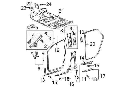 2005 Lexus RX330 Interior Trim - Pillars, Rocker & Floor GARNISH Assembly, Front Pillar Diagram for 62210-48052-A1