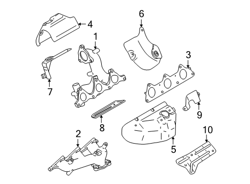 2005 Mitsubishi Eclipse Exhaust Components, Exhaust Manifold Shield-Exhaust Manifold Diagram for MR373142
