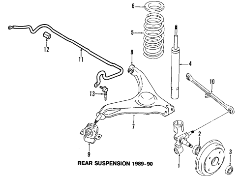 1996 Geo Metro Rear Suspension Components, Lower Control Arm, Stabilizer Bar Bushing, Rear Stabilizer Shaft Diagram for 30020159