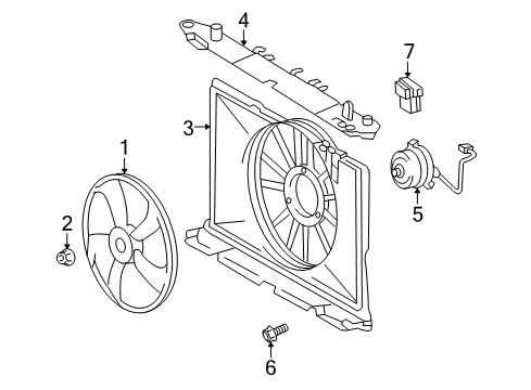 2010 Pontiac Vibe Cooling System, Radiator, Water Pump, Cooling Fan Shroud, Engine Coolant Fan Upper Diagram for 88975767