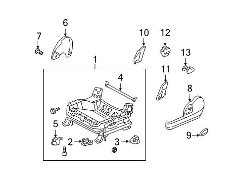 2005 Scion xA Tracks & Components Inner Shield Clip Diagram for 90467-06085-B2