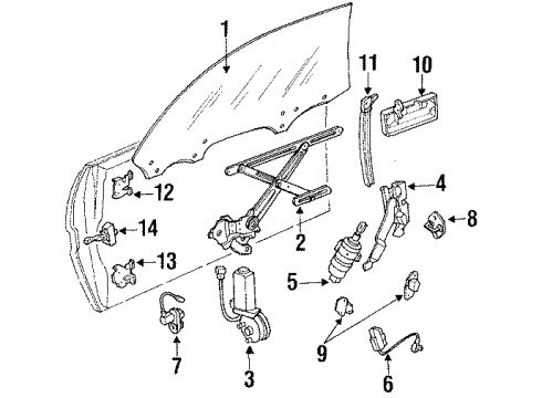 1987 Toyota Supra Glass - Door Lock Assembly Snap Diagram for 69759-16040