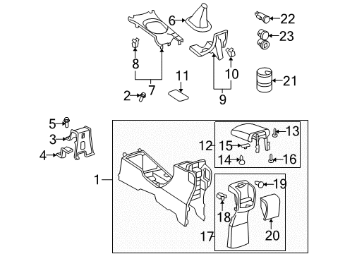 2010 Toyota Yaris Console Console Assembly Diagram for 58910-52051-B0