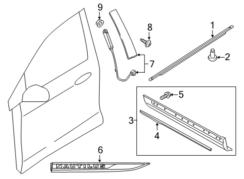 2019 Lincoln Nautilus Exterior Trim - Front Door Lower Molding Diagram for FA1Z-5820878-CA