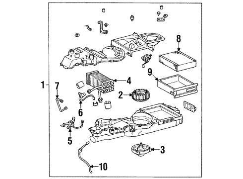 2000 Lexus LS400 A/C Evaporator & Heater Components Fan, Blower, NO.2 Diagram for 87134-50030