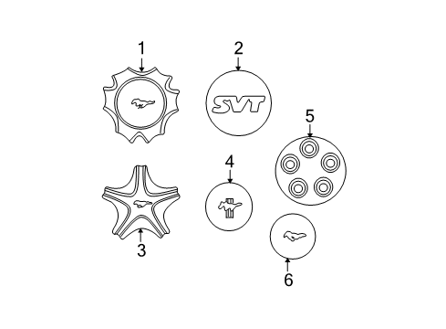 2000 Ford Mustang Wheel Covers & Trim Hub Cap Diagram for XR3Z-1130-HA