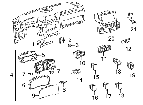 2009 Lexus LX570 A/C & Heater Control Units Cover, Combination Meter, NO.1 Diagram for 83821-60F70