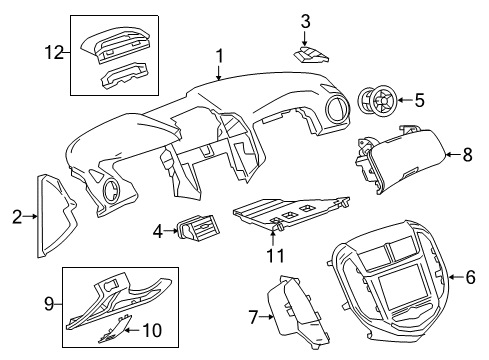 2019 Chevrolet Sonic Cluster & Switches, Instrument Panel Air Outlet Diagram for 42347866