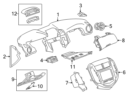 2019 Chevrolet Sonic Cluster & Switches, Instrument Panel Fuse Box Cover Diagram for 42410014