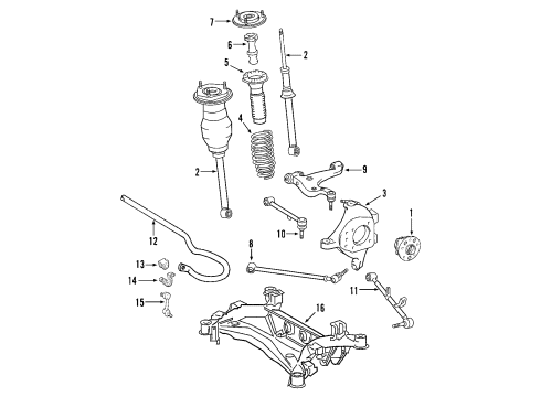 2005 Lexus SC430 Rear Suspension Components, Upper Control Arm, Ride Control, Stabilizer Bar Cylinder Assy, Pneumatic, Rear LH W/Shock Absorber Diagram for 48090-50130