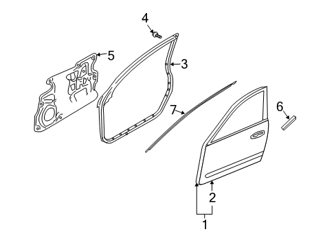 2003 Infiniti FX35 Front Door Base-Front Door Module, RH Diagram for 80774-CG000