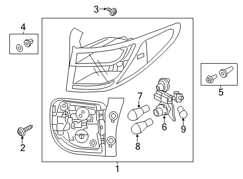 2013 Hyundai Santa Fe Bulbs Combination Holder And Wiring, Rear, Left Diagram for 92480-B8050