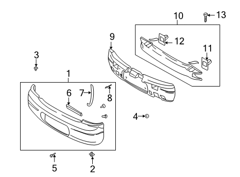 2000 Kia Spectra Rear Bumper Rivet Diagram for K902574808