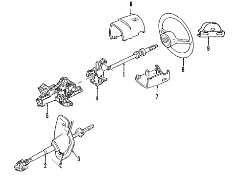 1995 Ford Mustang Steering Column & Wheel, Steering Gear & Linkage Lock Housing Diagram for F6DZ-3511-A