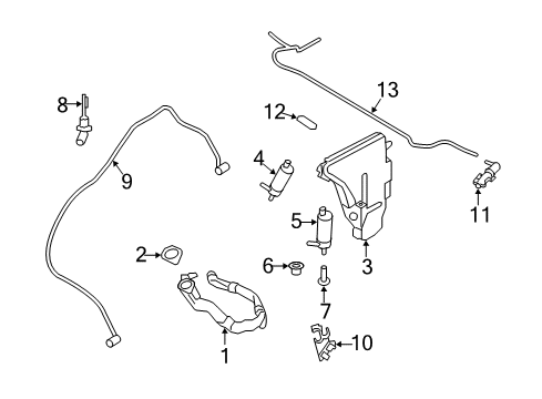 2012 BMW 740i Washer Components Hose Line, Headlight Cleaning System Diagram for 61677182525