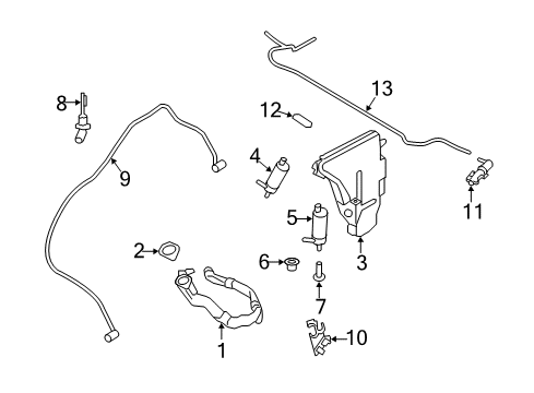 2012 BMW 740i Washer Components Cable Clip, Hose Support Diagram for 07147246089