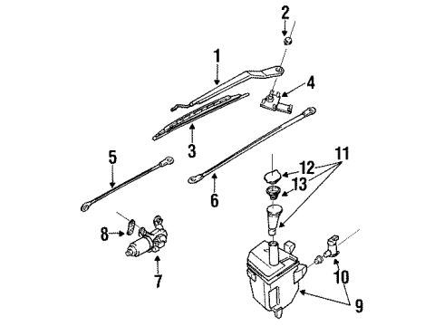 1991 Nissan NX Wiper & Washer Components Pivot Assy-Wiper, No 1 Diagram for 28850-67Y00