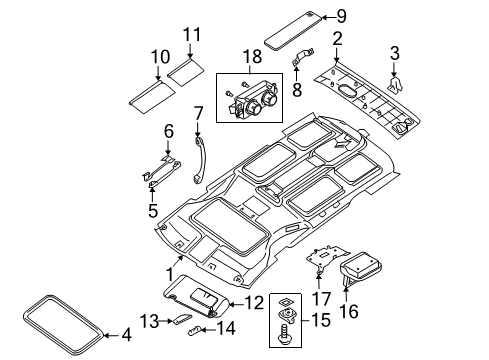 2006 Nissan Quest Interior Trim - Roof Control Assembly-Rear Diagram for 27501-ZF002