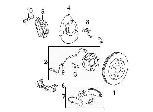 2013 GMC Sierra 1500 Brake Components Front Pads Diagram for 25910432