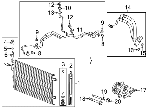 2018 Buick Envision A/C Condenser, Compressor & Lines Condenser Diagram for 84268017