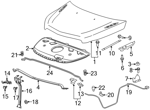 2017 Buick Enclave Hood & Components Hood Diagram for 22757680