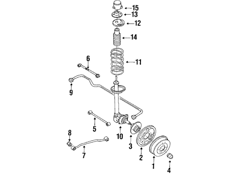 1990 Nissan Axxess Rear Brakes Rear Spring Seat Assembly Upper Left Diagram for 55267-30R00