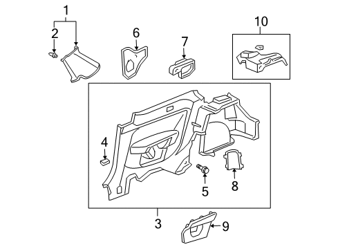 2003 Honda Civic Interior Trim - Quarter Panels Clip, Side Lining Diagram for 90668-ST3-E01
