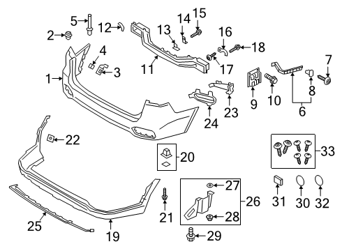 2020 Kia Sorento Rear Bumper Clip Undercover Mounting Diagram for 84219-C1000