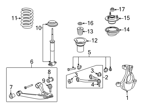 2010 Cadillac Escalade Front Suspension Components, Lower Control Arm, Upper Control Arm, Ride Control, Stabilizer Bar Strut Diagram for 20833675