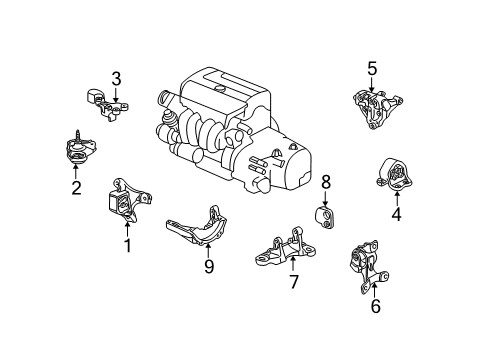2002 Honda CR-V Engine & Trans Mounting Rubber Assy., Transmission Mounting Diagram for 50805-S9A-013