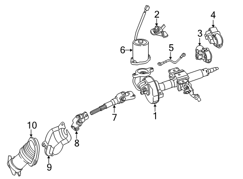 2014 Toyota Prius C Steering Column & Wheel, Steering Gear & Linkage Tilt Cable Diagram for 45832-52010