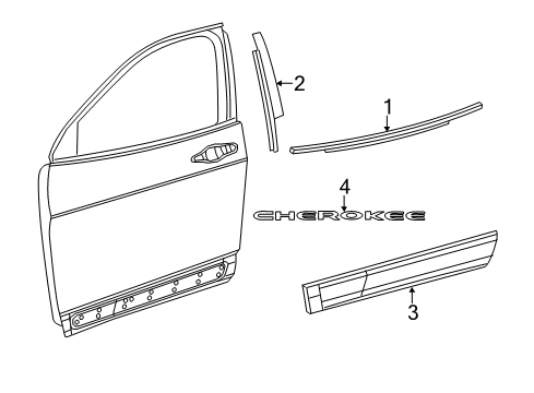 2022 Jeep Cherokee Exterior Trim - Front Door APPLIQUE-B Pillar Diagram for 68102563AC
