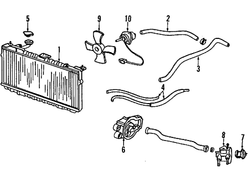 1995 Acura TL Cooling System, Radiator, Water Pump, Cooling Fan, Oil Cooler Motor Set, Cooling Fan (Mitsuba) Diagram for 19016-PV3-305