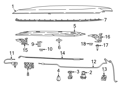 2017 Jeep Compass Hood & Components, Exterior Trim Hood Prop Rod Diagram for 68260133AA