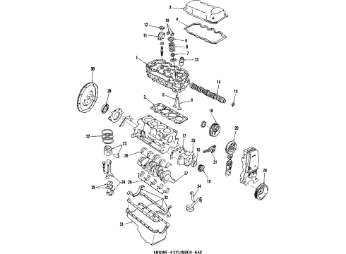 1985 Mercury Lynx Engine & Trans Mounting Valve Cover Gasket Diagram for E7FZ-6584-A