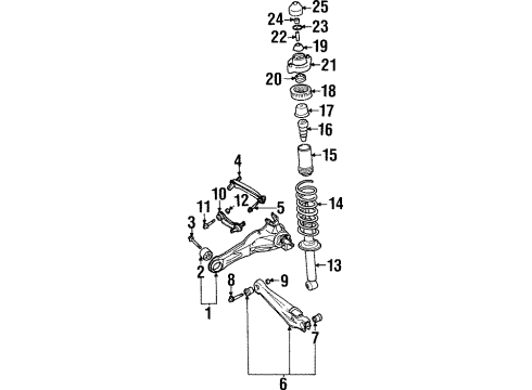 1999 Mitsubishi Mirage Rear Suspension Components, Lower Control Arm BUSHING-Independent Rear Suspension Arm Diagram for MR102063