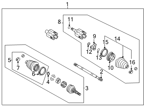 2005 Chevrolet Venture Drive Axles - Front Joint Kit, Front Wheel Drive Shaft Tri-Pot Diagram for 26073382