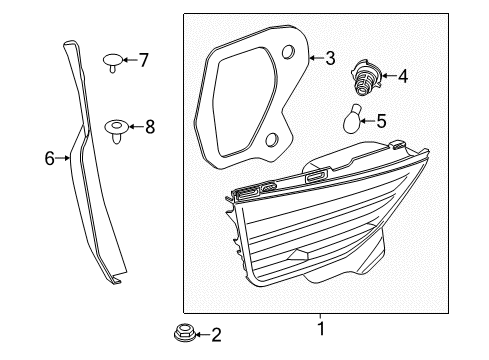 2013 BMW 535i GT Bulbs Gasket, Rear Light, Trunk Lid, Left Diagram for 63217210585