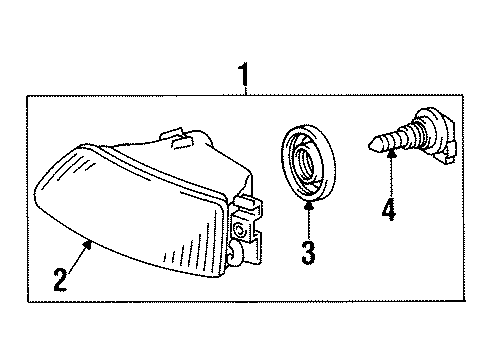 2000 Lexus LS400 Bulbs Lamp Assembly, Fog, RH Diagram for 81210-50020