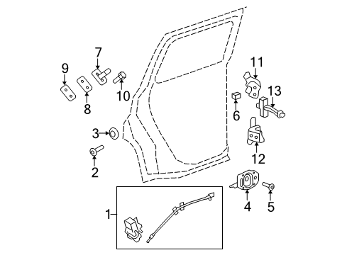 2010 Chevrolet HHR Rear Door - Lock & Hardware Lock Diagram for 25811543