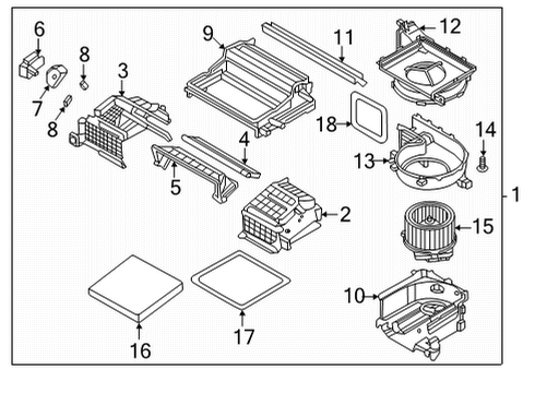 2022 Hyundai Ioniq 5 Blower Motor & Fan BLOWER UNIT Diagram for 97100-GI000