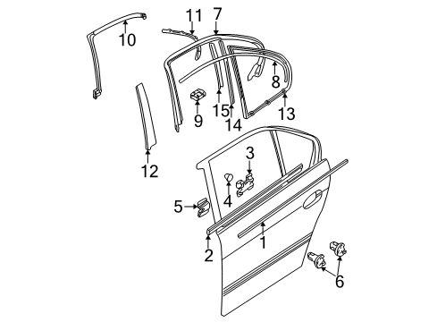 2001 BMW M5 Exterior Trim - Rear Door Moulding, Door, Primed, Rear Right Diagram for 51137036702