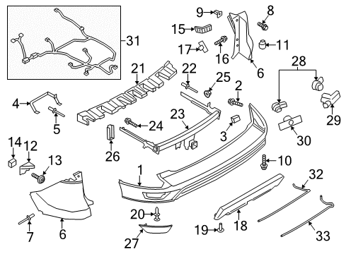 2013 Ford Escape Rear Bumper Absorber Rivet Diagram for -W705376-S900