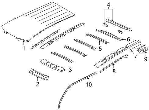 1997 Chevrolet Venture Roof & Components Drip Weatherstrip Diagram for 10232760
